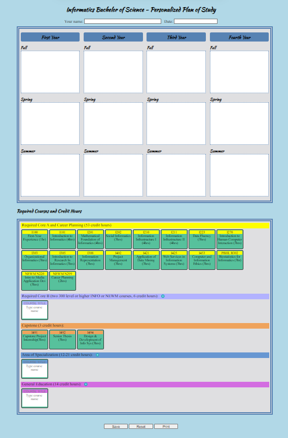 Informatics Plan of Study